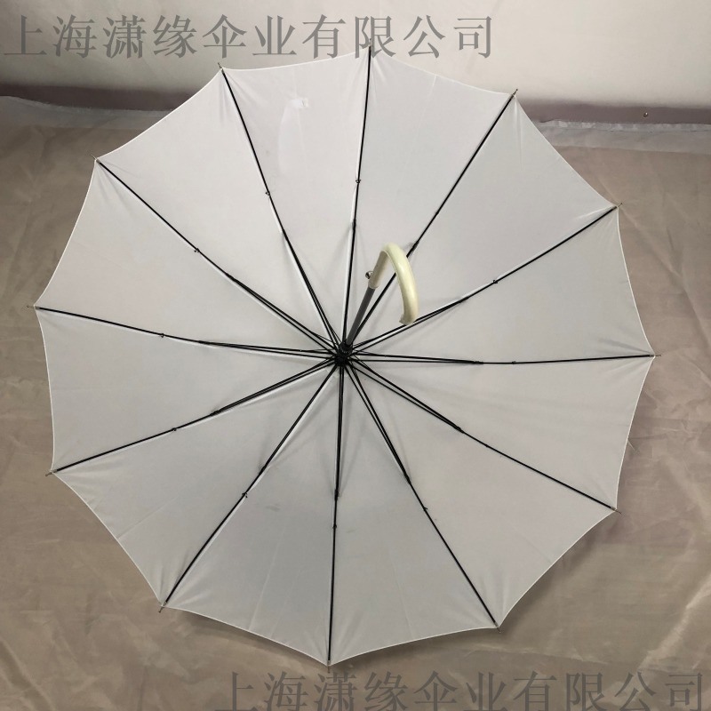 厂家定制纯白色直杆晴雨伞、自动纯色长柄伞定制印刷LOGO