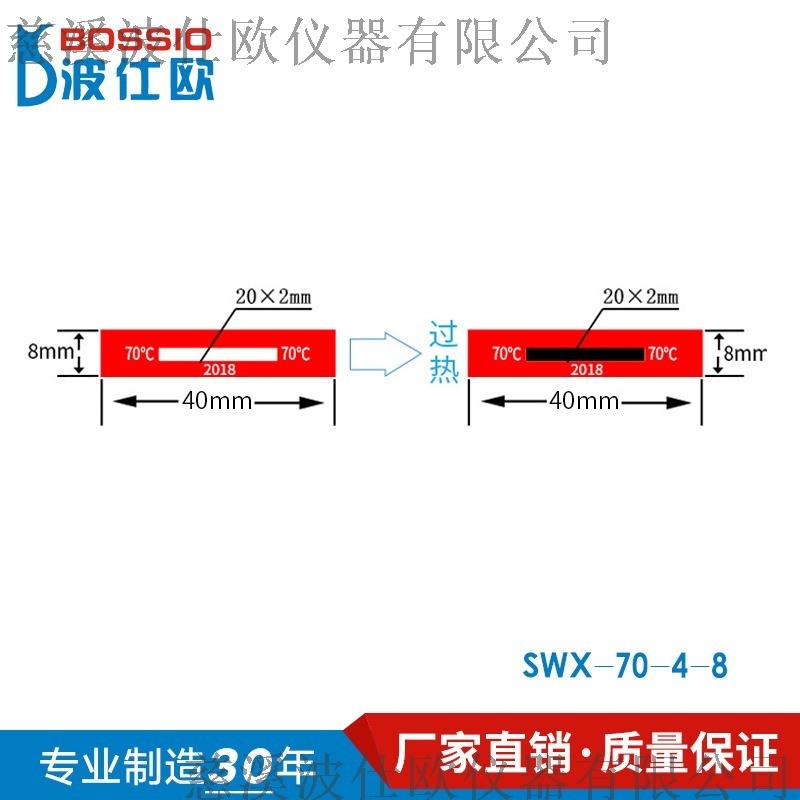 电缆感温贴变色测温贴片示温纸SWX-70-4-8