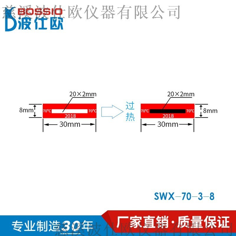 铁路电缆感温贴变色测温贴示温片SWX-70-3-8