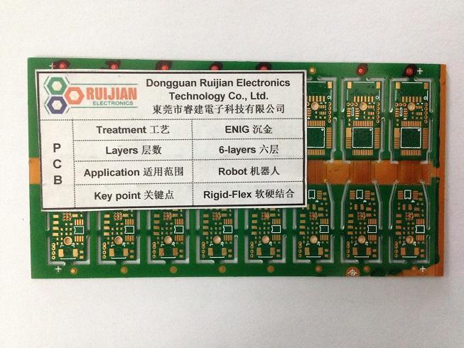 六层线路板PCB,FR-4，沉金工艺，机器人，软硬结合，绿油