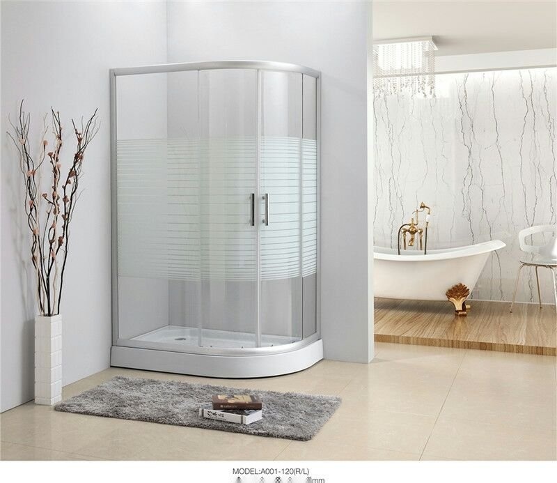 简易淋浴房弧扇形挡水条纹钢化玻璃门整体房洗澡间隔断淋浴沐浴屏