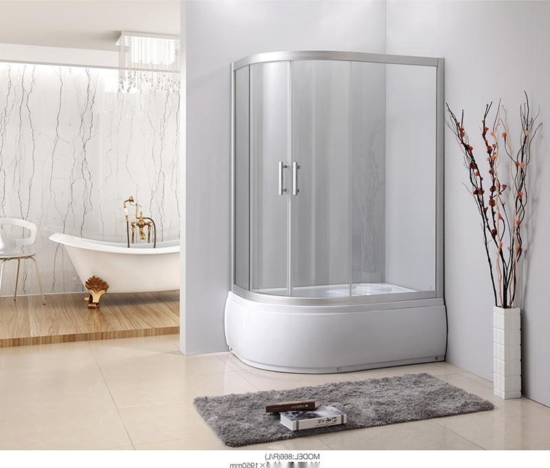 高盆简易淋浴房钢化玻璃沐浴洗浴房L型浴缸整体房浴室隔断120*85