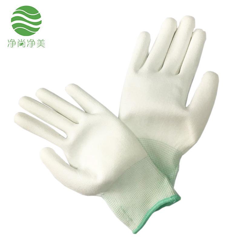 尼龙涂胶手套 白色防静电涂胶掌 涤纶防滑手套可定制