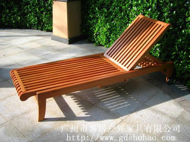 广州易居批发定制实木躺椅户外躺床阳台躺椅沙滩躺椅泳池椅