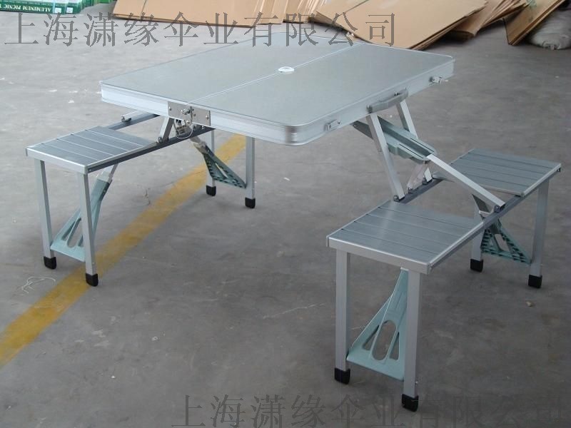 户外折叠桌、手提便携铝合金连体桌椅套装、摆摊桌宣传桌