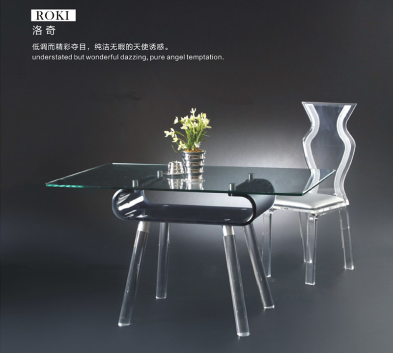 厂家自产自销欧美时尚亚克力茶几 批发有机玻璃水晶餐桌椅子